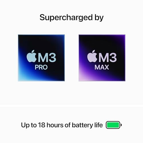 Apple M3 Pro and Max chips with up to 18 hours of battery life.