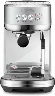 Stainless steel Breville espresso machine with control buttons