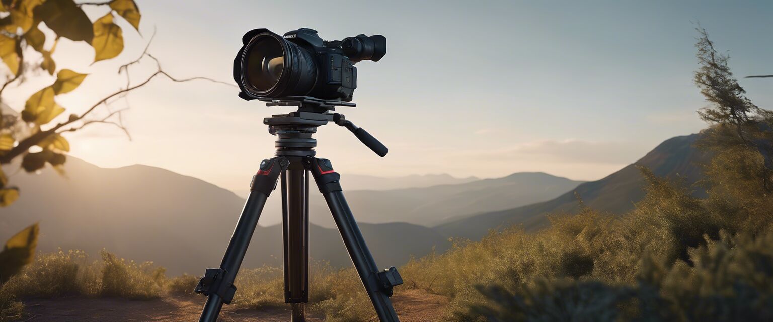 Camera tripod in an outdoor location