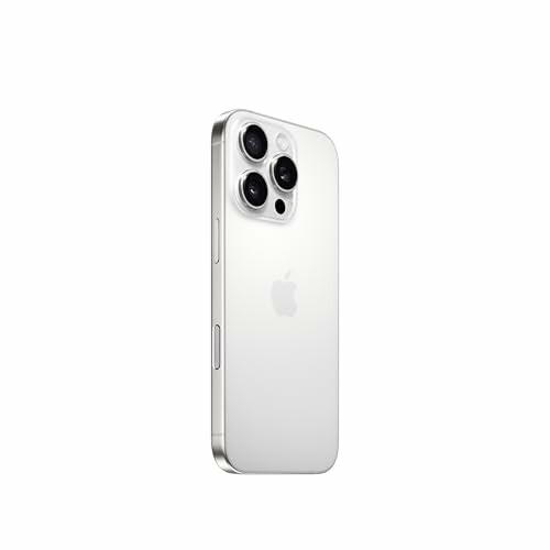 Silver smartphone with three cameras, back view