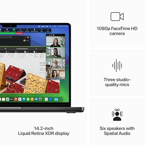 Laptop showcasing video call and display features.