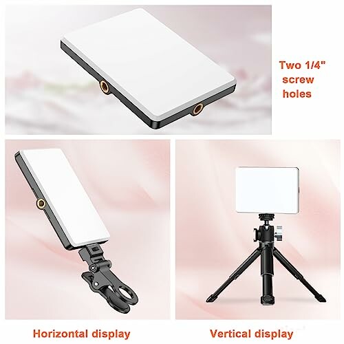 Portable light panel with screw holes, horizontal and vertical display options.