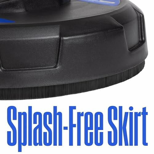 Close-up of a pressure washer with splash-free skirt