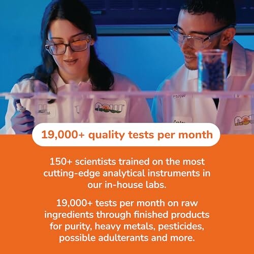 Two scientists conducting quality tests in a lab.