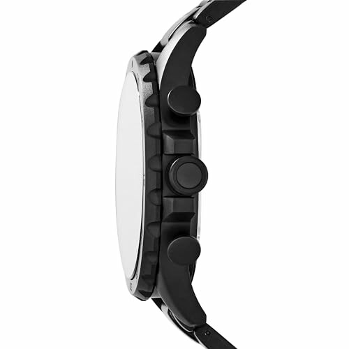 Side view of a black watch with buttons