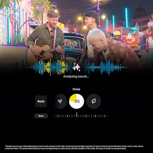 People using a sound analysis tool with a guitar player.