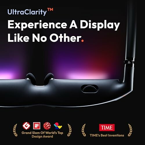 UltraClarity display advertisement highlighting unique design and awards.